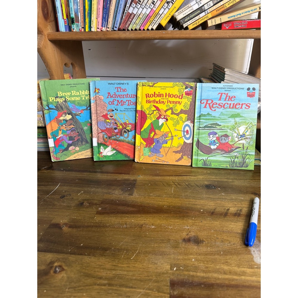Vintage Disney Wonderful World of Reading Books Lot of 4 Brer Rabbit Mr Toad